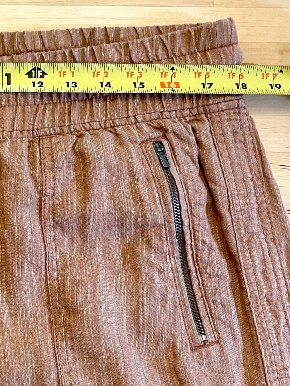 Athleta Cabo Women's 100% Linen Wide Leg Pant Sz 16 Terracotta Striped Boho Chic - Picture 6 of 15